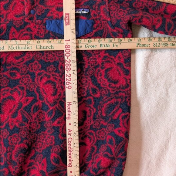 Patagonia Synchilla T Snap Fleece Jacket Red Lotus Flower Pattern Womens Medium - Picture 8 of 8